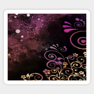 Abstract ink and gold flowers Sticker